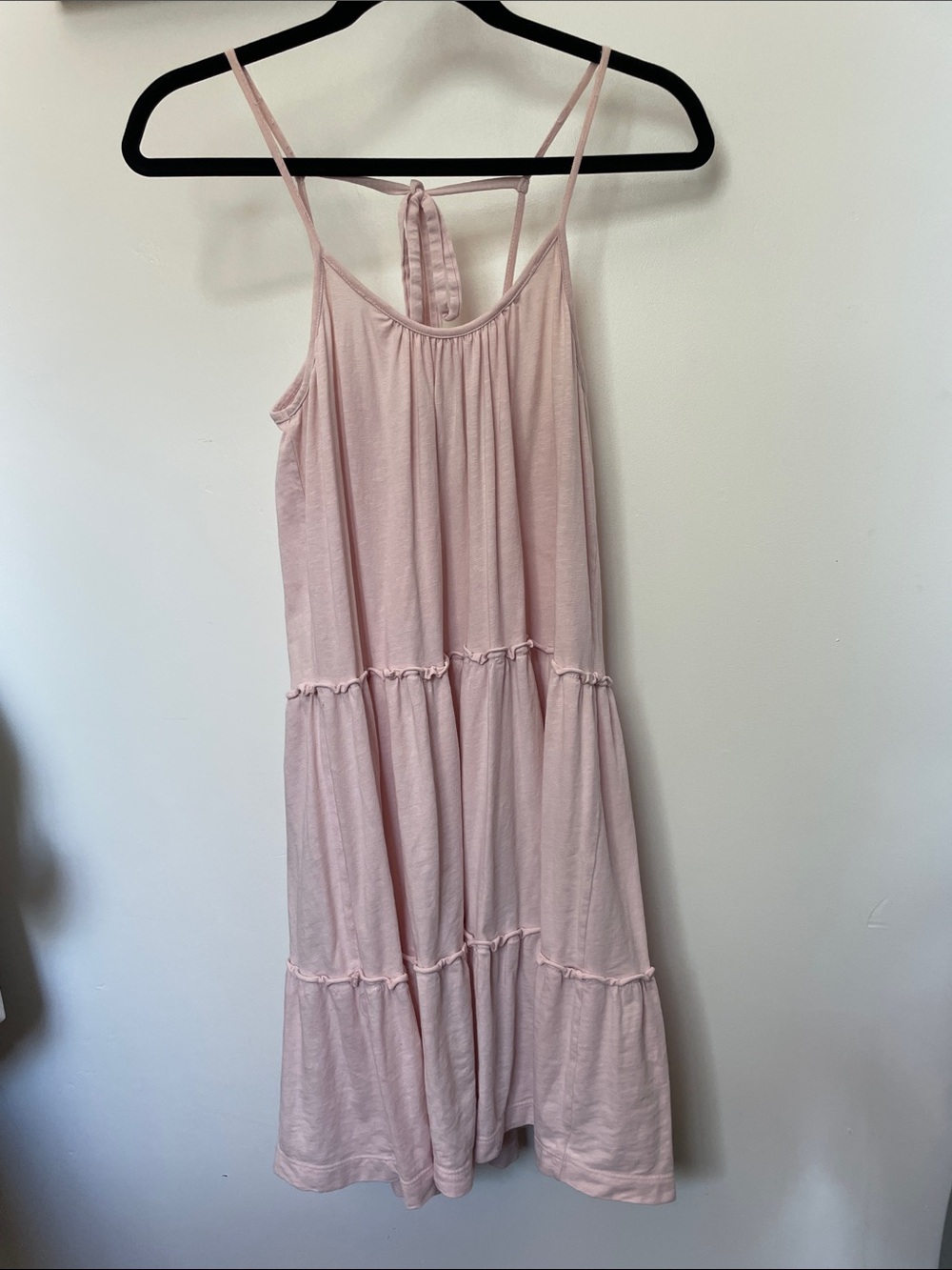 Sundry Soft Blush Tiered Dress with Racerback Tie